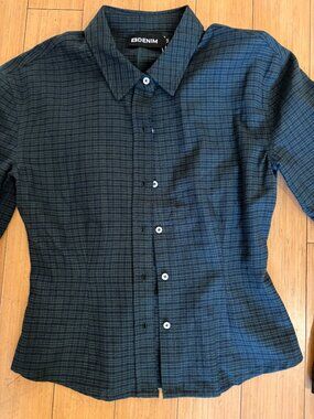 EB Denim Sedona Button Down Navy Forest Plaid